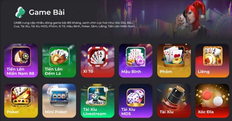 Tổng hợp những game bài giải trí tốt nhất tại Uk88